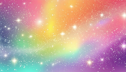 Wall Mural - colorful rainbow texrure bright stars light up the night sky. this space scene features a vibrant ra