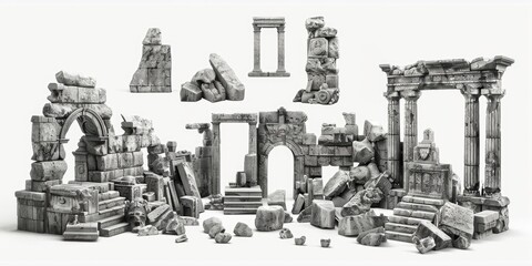 Aufkleber - A collection of rocks stacked closely together on the ground