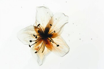 Wall Mural - A close-up shot of a single flower on a white background