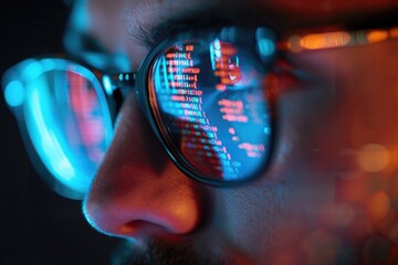 Poster - Close-up portrait of someone wearing glasses, suitable for use in personal or professional settings