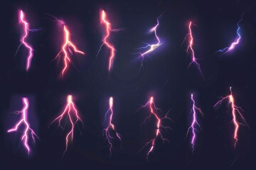 Poster - A dark background with multiple lightning flashes, perfect for use in scenes that require a dramatic and attention-grabbing visual effect