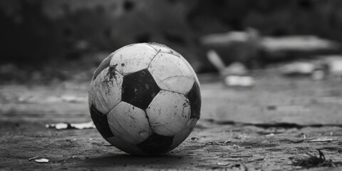 Wall Mural - A black and white photograph of a soccer ball