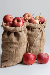 Poster - Freshly picked apples arranged neatly in two bags
