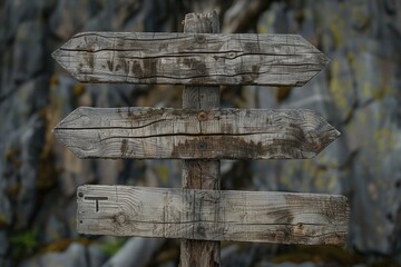 Poster - Wooden signs pointing left and right with arrow symbols