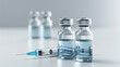 Vials of Narr (close-up shot, white background with blurred vial and syringe in the foreground, high resolution product photography, with blue color accents.