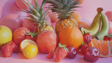 Poster - A colorful display of various fruits and vegetables on a table