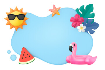 Sticker - Tropical frame png, 3D summer & vacation, transparent background