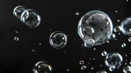 Wall Mural - A cluster of bubbles suspended in mid-air, with soft focus and gentle lighting