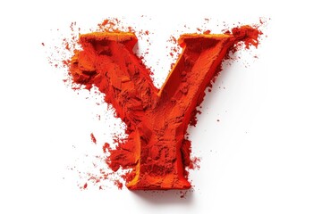 Poster - A single letter 'y' made from red powder on a white background