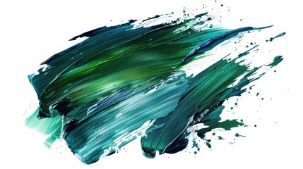 Poster - A detailed view of a single green brush stroke on a white background, suitable for art or design projects