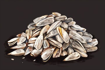 Poster - A collection of shells on a dark background, perfect for use in illustrations about the ocean or marine life