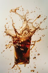 Poster - A glass filled with soda and a splash of water, a refreshing drink