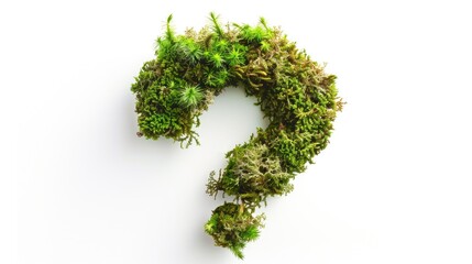 Poster - A close-up shot of a moss-covered question mark on a white surface