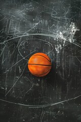 Poster - A basketball ball sits atop a black table, ready for play or display