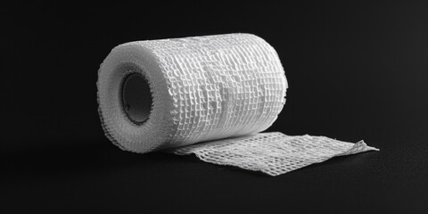 Poster - A single toilet paper roll sits on a table, ready for use