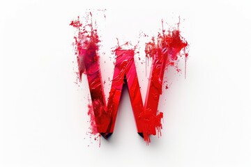 Poster - A single red-painted letter W on a background, isolated from other objects