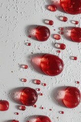 Poster - A close-up shot of a white table covered in a large amount of red liquid, possibly blood or paint