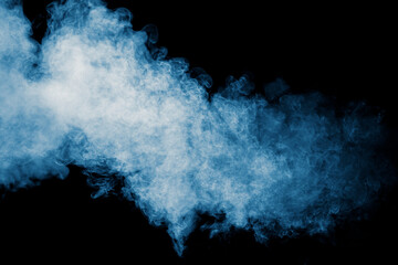 Wall Mural - Blue smoke isolated black background