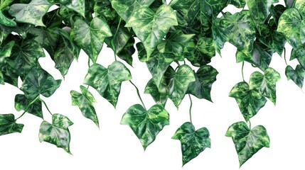 Poster - A decorative arrangement of green leaves hanging from a ceiling