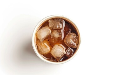Poster - A refreshing glass of iced coffee served over ice cubes, perfect for hot summer days