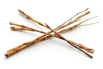 Aufkleber - A collection of wooden sticks arranged on a clean, white surface