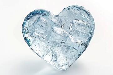 Poster - A delicate heart made of ice sits on a white surface, perfect for winter-themed designs or cold weather illustrations