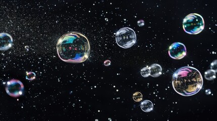 Poster - A group of colorful bubbles suspended in mid-air