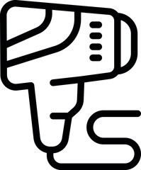 Aufkleber - Line drawing of a hair dryer showing the heat settings, with power cord