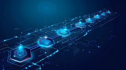 Poster - A digital transformation roadmap with key milestones and objectives, highlighting the process of integrating technology into traditional business models, Digital transformation strategy concept