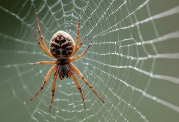 A large spider sitting on a cobweb. Macro photography