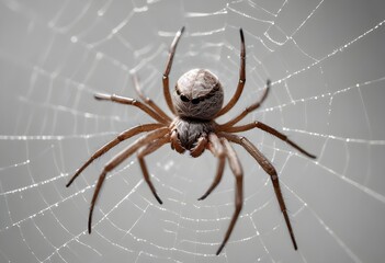 A large spider sitting on a spider web close up. Macro photography