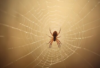 a large spider sitting on a spider web close up. macro photography