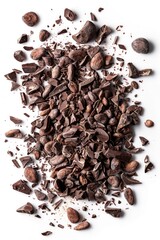 Poster - A pile of chocolate chips on a white surface