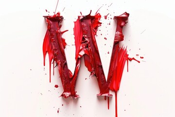Wall Mural - A single letter 'W' made up of red paint, often used for decoration or emphasis
