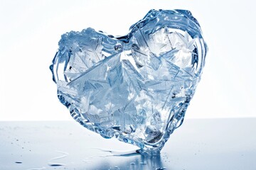 Poster - A unique ice heart sculpture sitting on a table, perfect for winter-themed events or decorations