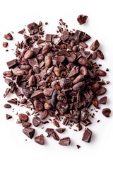Poster - A collection of rich and creamy chocolate chips arranged neatly on a clean white surface, perfect for baking or snacking