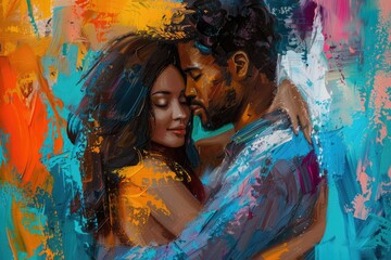 Poster - A couple embracing, showing affection and love