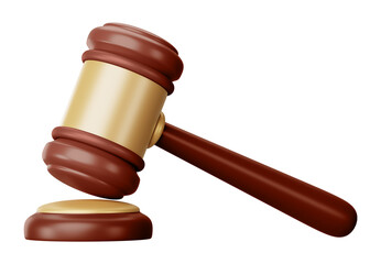 Poster - Judge gavel png 3D element, transparent background