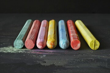 A collection of colorful crayons arranged together, ideal for creative projects and art supplies