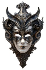Poster - Close-up shot of a mask on a white background, ideal for use in editorial or commercial contexts where a subtle yet impactful design element is needed