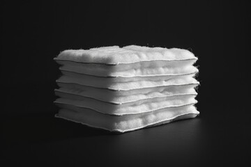 Poster - A pile of soft and clean white towels on a table, perfect for use in the bathroom or spa