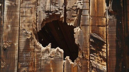 Poster - A wooden plank with a single hole, suitable for various uses including DIY projects or as a decorative item