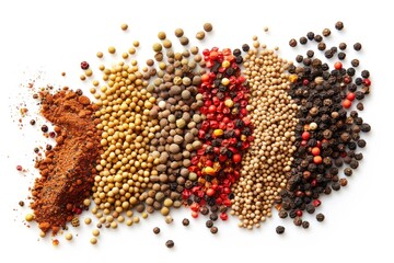 Poster - A variety of spices arranged on a clean white surface