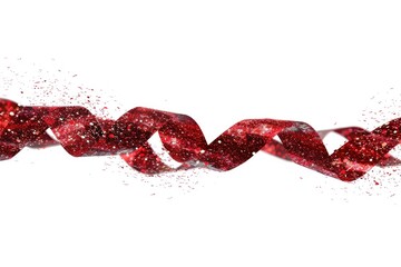 Poster - A close-up image of a red ribbon on a white background, suitable for use in designs or as a graphic element