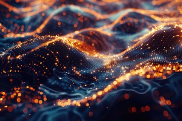 Poster - Close-up of a wavy water surface with ripples and light reflections