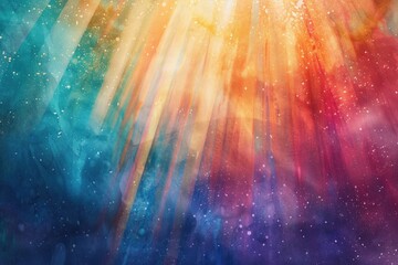 Poster - A beautiful image of sunlight breaking through fluffy white clouds, perfect for use in travel, nature, or inspirational projects