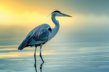Aufkleber - A seagull perches on the edge of a calm body of water
