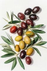 Aufkleber - Close-up of olive leaves on a white background