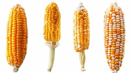 Wall Mural - A bunch of corn grows on a clean white surface, perfect for food or agriculture themed projects