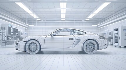 Wall Mural - Minimalist Infographic of Manufacturer of Structural Car Components on White Background